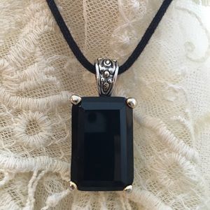 Necklace Black Onyx Look Rectangular